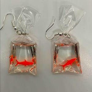 Goldfish bag earrings cute fun unique